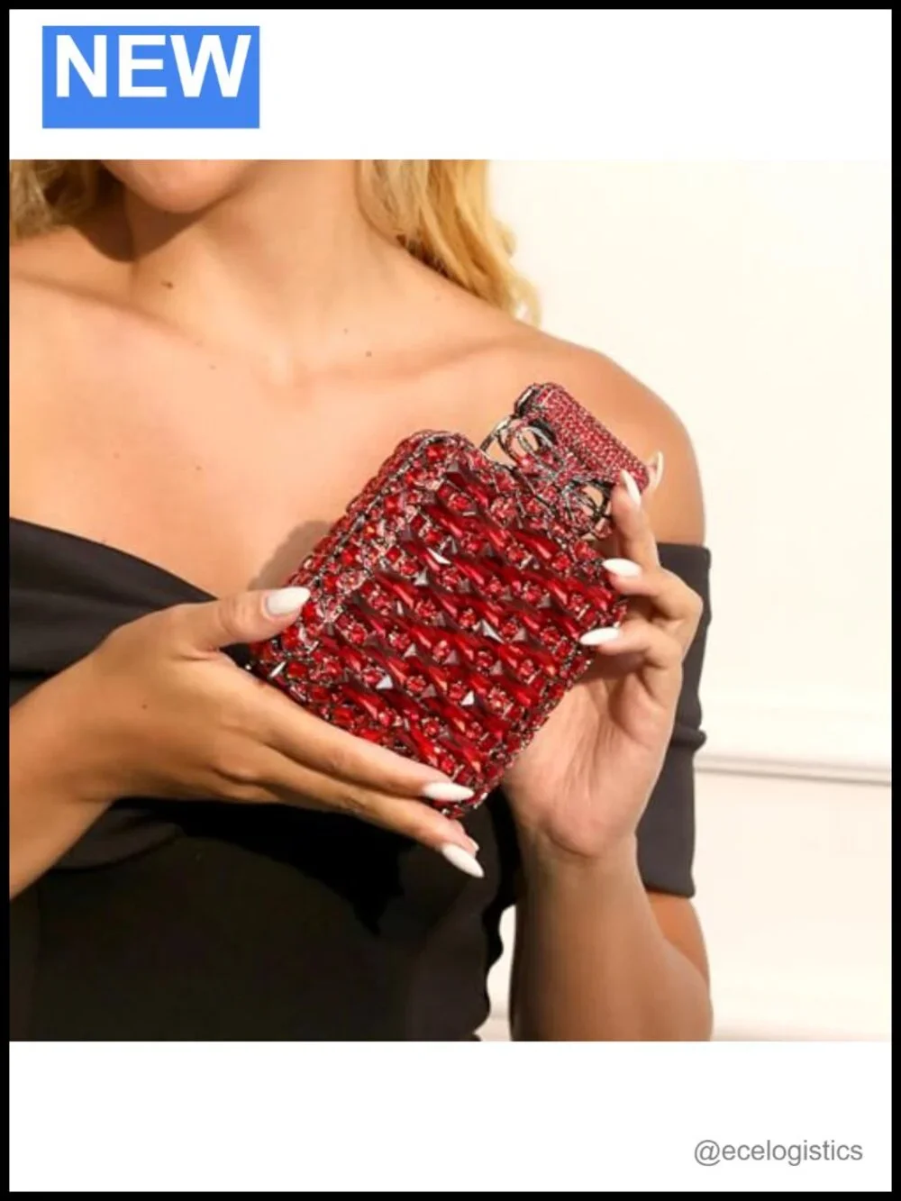 Perfume Bottle Crystal Clutch Purse Rhinestone Bridal Evening Handbag